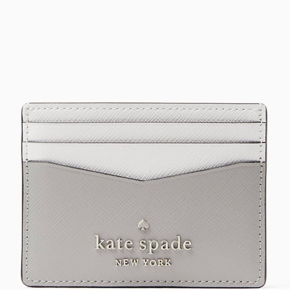 Kate Spade Staci small slim card holder brand new nimbus grey